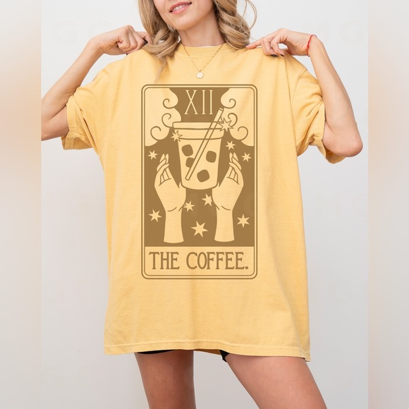 Comfort Colors The Coffee Tarot Card Celestial Graphic Tee - Picture 2 of 10